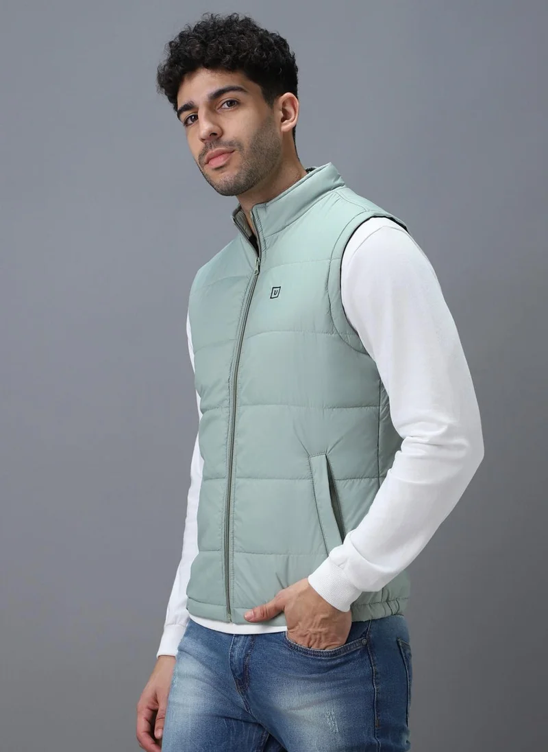 Urbano Fashion  Urbano Fashion Men's Green Sleeveless Zippered Puffer Jacket for Men | Best Price UAE